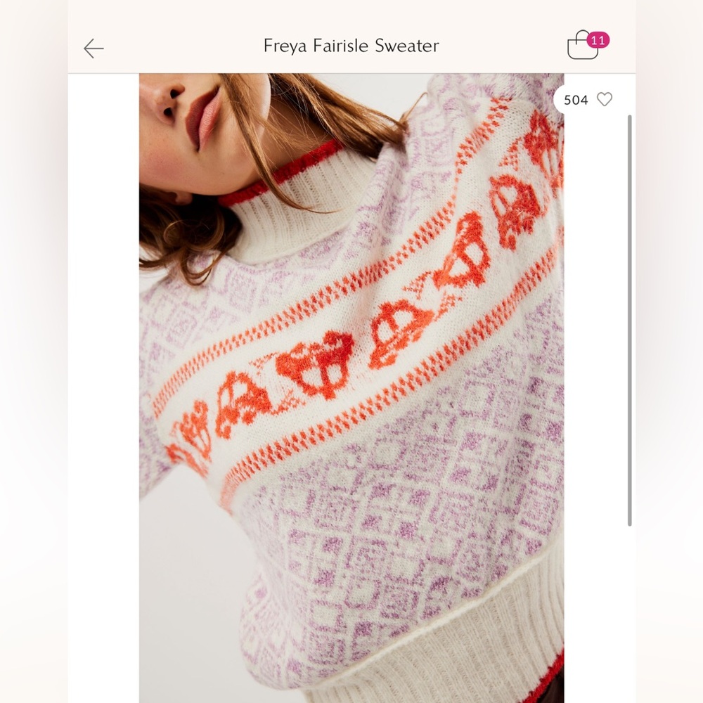 Women's Patterned Sweater - Purple and Red